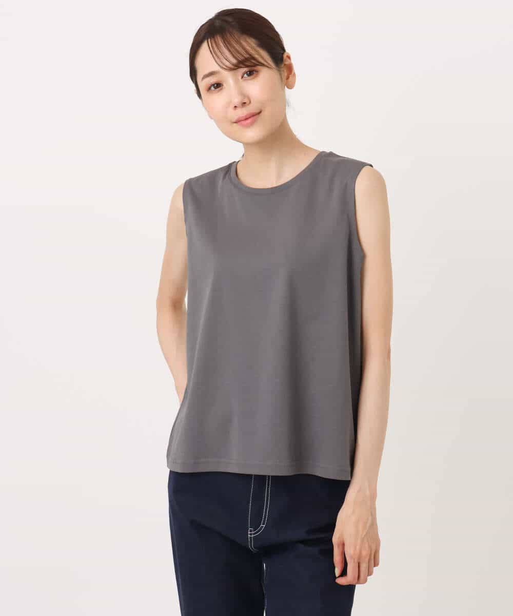 FKBJA86140 MK MICHEL KLEIN(MK ミッシェルクラン) レイヤードチュールブラウス×タンクトップ/接触冷感./洗える ピンク