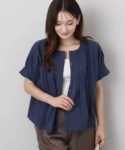 FKBJA87150 MK MICHEL KLEIN コットンボイルピンタックデザインブラウス/洗える