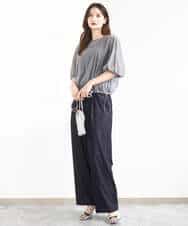 FKBJA88150 MK MICHEL KLEIN(MK ミッシェルクラン) デニム調シアーブラウス/洗える ネイビー