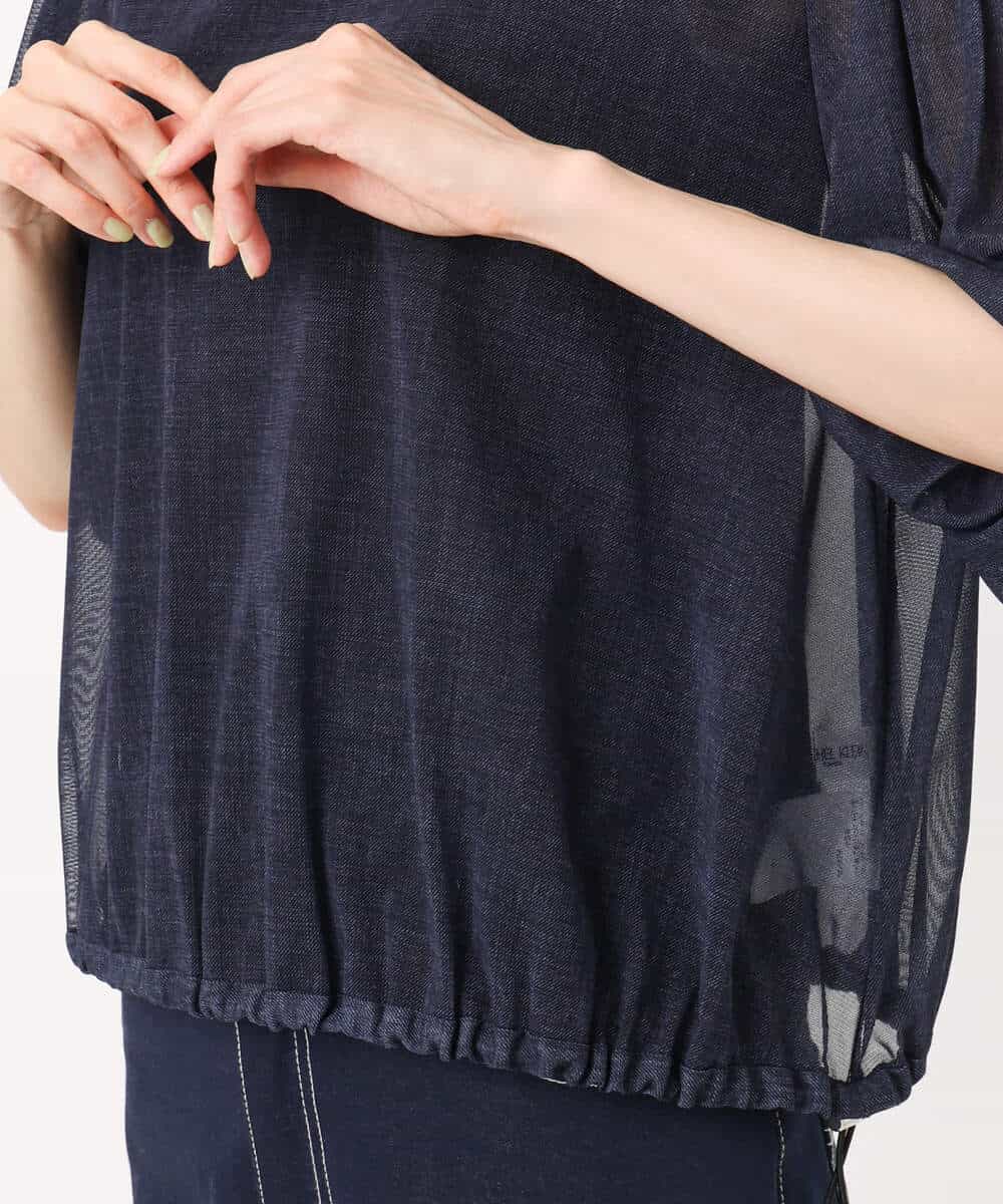 FKBJA88150 MK MICHEL KLEIN(MK ミッシェルクラン) デニム調シアーブラウス/洗える ネイビー