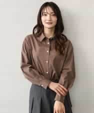 FKBJD27140 MK MICHEL KLEIN(MK ミッシェルクラン) [防シワ/洗える]コットン混ベーシックシャツ（無地） ブラウン