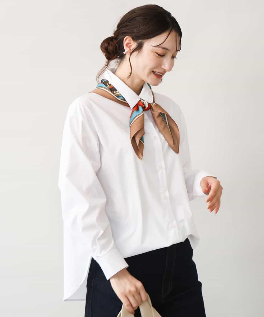 FKBJD27140 MK MICHEL KLEIN(MK ミッシェルクラン) [防シワ/洗える]コットン混ベーシックシャツ（無地） ホワイト