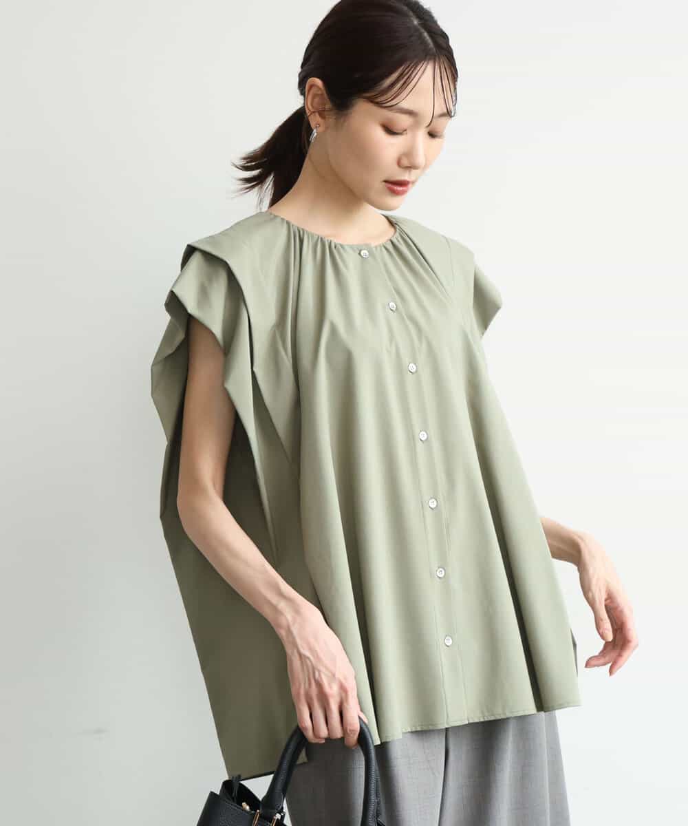 FKBJD32160 MK MICHEL KLEIN(MK ミッシェルクラン) [洗える]ボックスシルエットブラウス カーキ