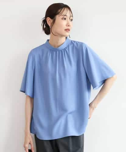 FKBJD36160 MK MICHEL KLEIN [洗える]レースボウタイ付きスタンドネックブラウス