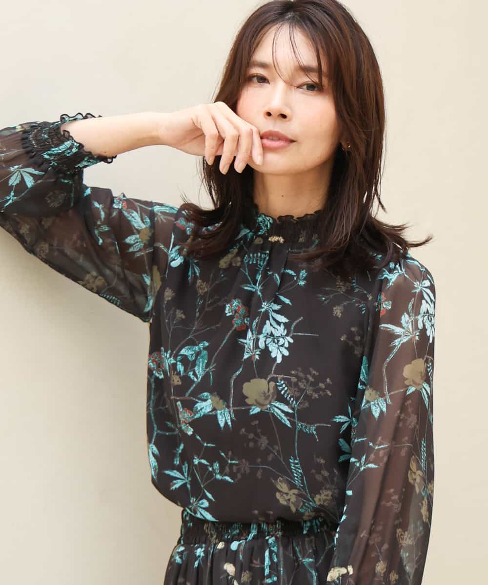 シフォンブラウス 洗える]水彩花柄シフォンブラウス(ブラウス・シャツ) | MK MICHEL