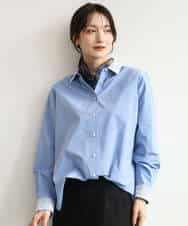 FKBJD44170 MK MICHEL KLEIN(MK ミッシェルクラン) [洗える]レースデザインシャツ ライトブルー