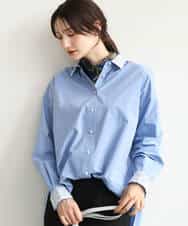FKBJD44170 MK MICHEL KLEIN(MK ミッシェルクラン) [洗える]レースデザインシャツ ライトブルー