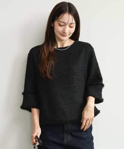 FKBJD46170 MK MICHEL KLEIN [洗える]ツイードライクフリンジトップス