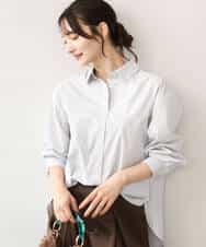FKBJE27140 MK MICHEL KLEIN(MK ミッシェルクラン) [防シワ/洗える]コットン混ベーシックシャツ（ストライプ） ブルー