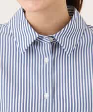 FKBJE27140 MK MICHEL KLEIN(MK ミッシェルクラン) [防シワ/洗える]コットン混ベーシックシャツ（ストライプ） ブルー