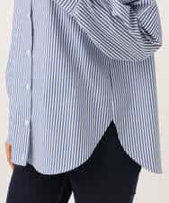 FKBJE27140 MK MICHEL KLEIN(MK ミッシェルクラン) [防シワ/洗える]コットン混ベーシックシャツ（ストライプ） ブルー
