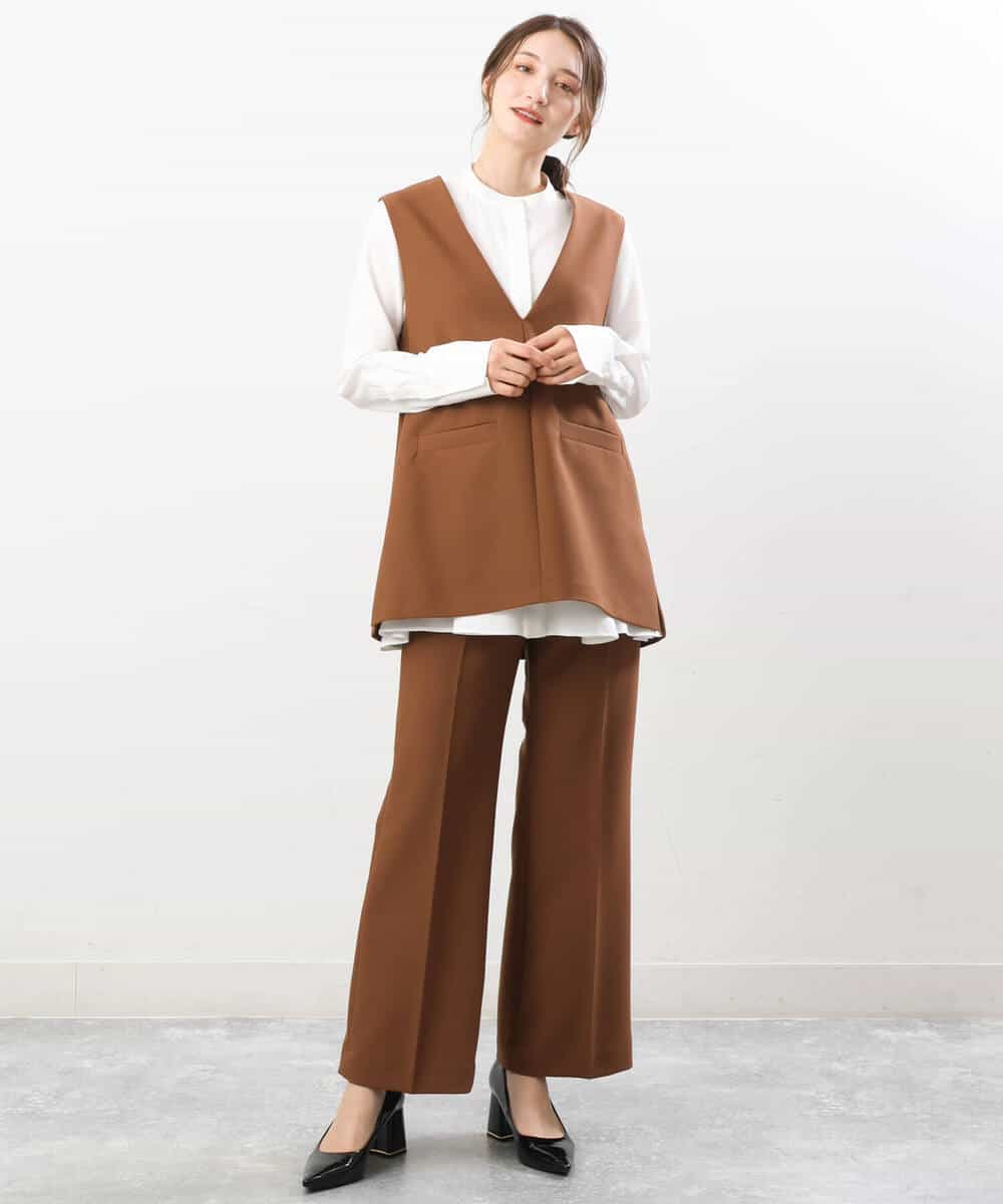 FKBJS26130 MK MICHEL KLEIN(MK ミッシェルクラン) フレアーシルエットシャツブラウス/洗える ライトブルー