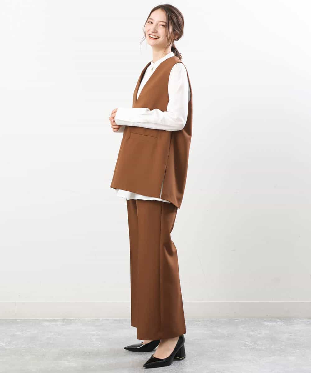 FKBJS26130 MK MICHEL KLEIN(MK ミッシェルクラン) フレアーシルエットシャツブラウス/洗える ライトブルー
