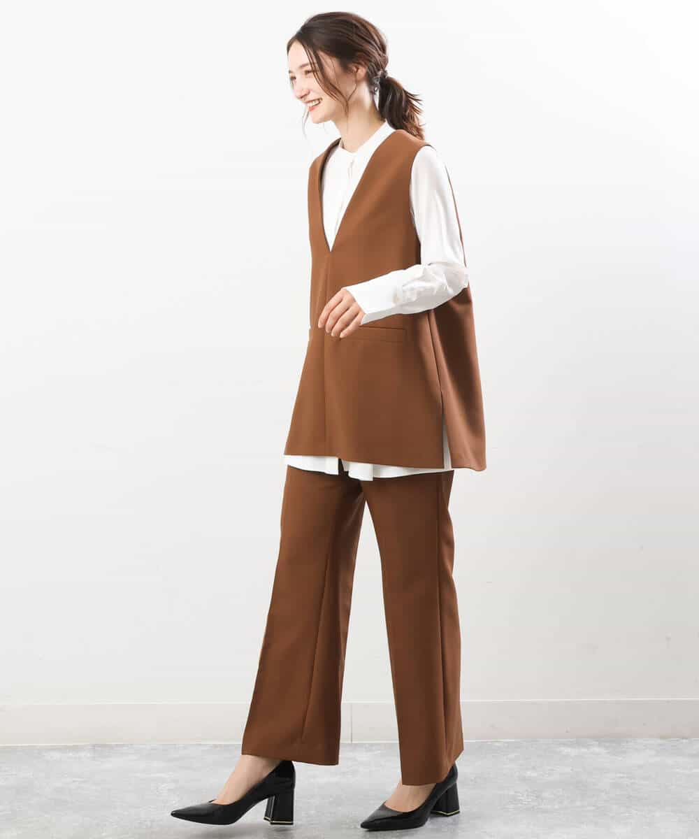 FKBJS26130 MK MICHEL KLEIN(MK ミッシェルクラン) フレアーシルエットシャツブラウス/洗える ライトブルー