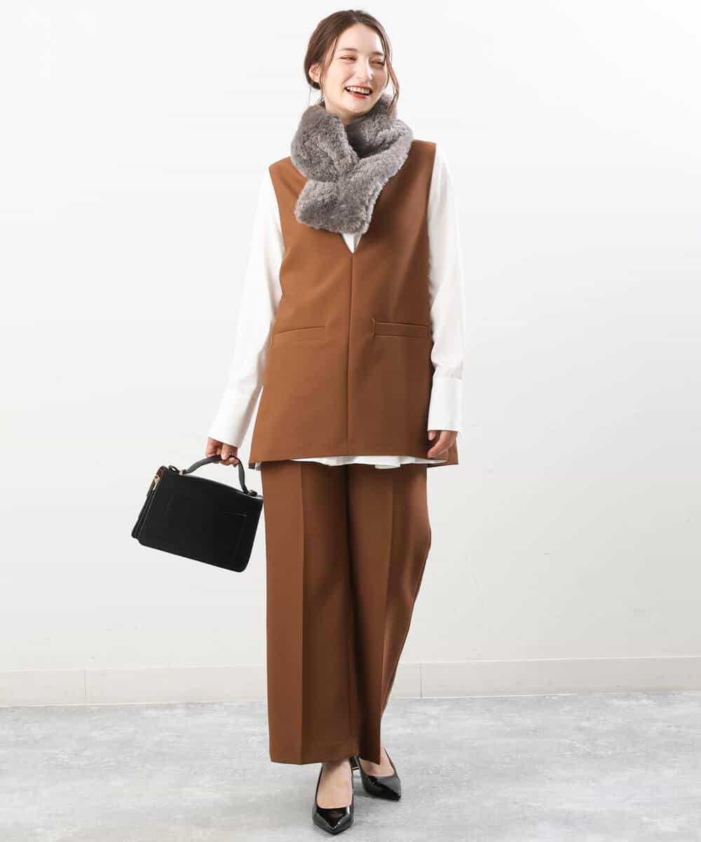 FKBJS26130 MK MICHEL KLEIN(MK ミッシェルクラン) フレアーシルエットシャツブラウス/洗える ライトブルー