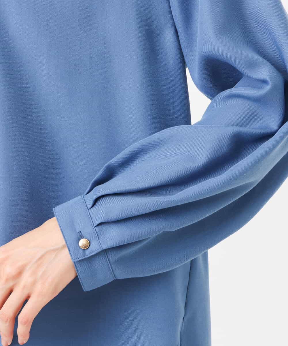 FKBJS28130 MK MICHEL KLEIN(MK ミッシェルクラン) ギャザーツイルシャツブラウス/洗える ブルー