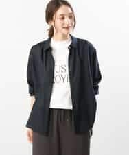FKBJS28130 MK MICHEL KLEIN(MK ミッシェルクラン) ギャザーツイルシャツブラウス/洗える ネイビー