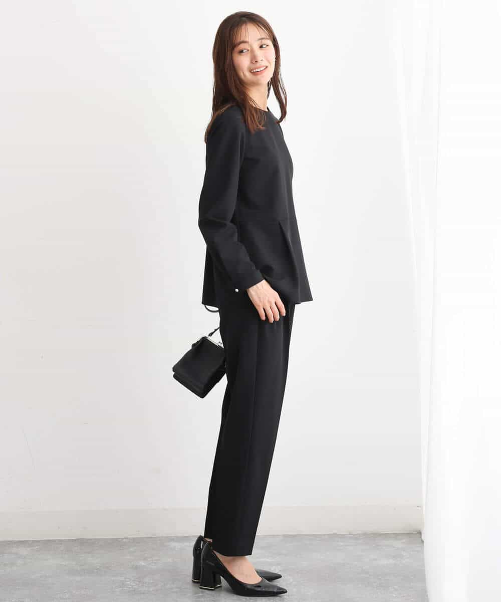 FKBJS34130 MK MICHEL KLEIN(MK ミッシェルクラン) ペプラムシルエットブラウス/洗える モカ