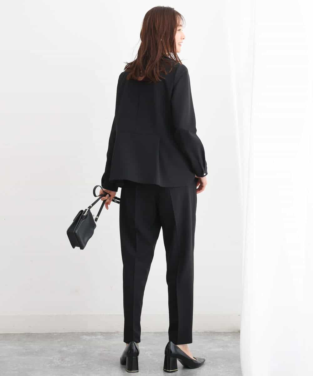FKBJS34130 MK MICHEL KLEIN(MK ミッシェルクラン) ペプラムシルエットブラウス/洗える モカ