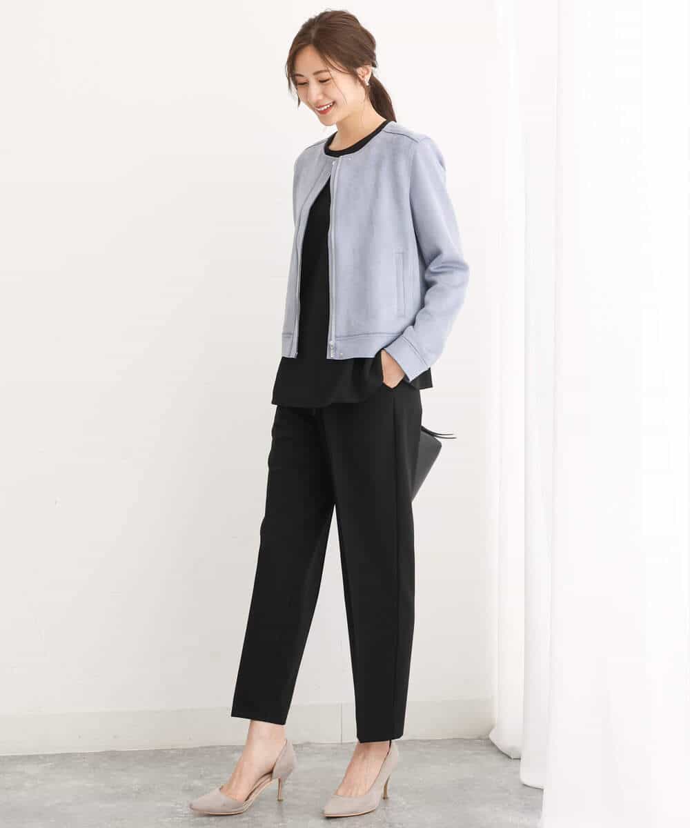 FKBJS34130 MK MICHEL KLEIN(MK ミッシェルクラン) ペプラムシルエットブラウス/洗える モカ