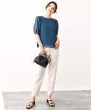 FKBJV02140 MK MICHEL KLEIN(MK ミッシェルクラン) モダンドット柄シフォンブラウス/洗える ブルー
