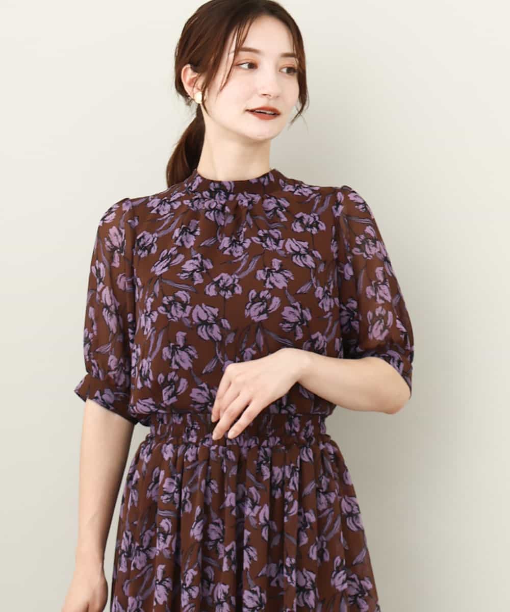【最新入荷】 モダンフラワープリントブラウス/洗える(ブラウス・シャツ) | MK トップス