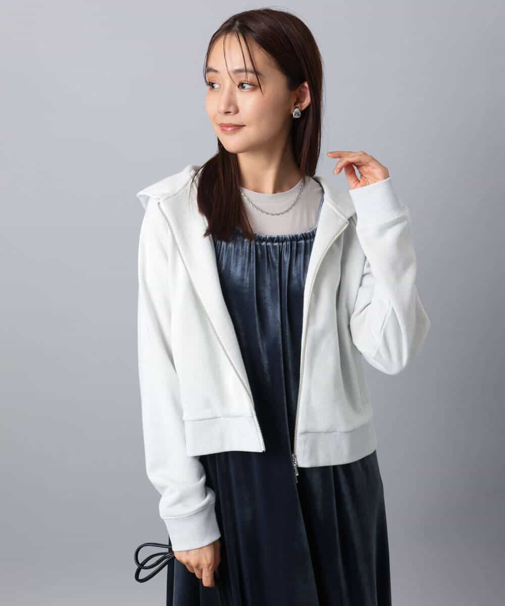 FKCAD32140 MK MICHEL KLEIN(MK ミッシェルクラン) ラメ裏毛スウェットダブルジップパーカー/洗える ベージュ
