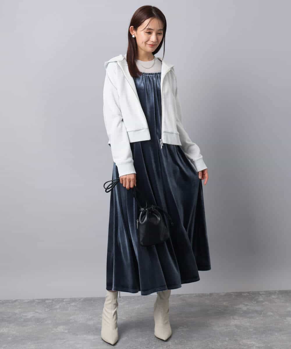 FKCAD32140 MK MICHEL KLEIN(MK ミッシェルクラン) ラメ裏毛スウェットダブルジップパーカー/洗える ベージュ