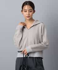 FKCAD32140 MK MICHEL KLEIN(MK ミッシェルクラン) ラメ裏毛スウェットダブルジップパーカー/洗える ベージュ