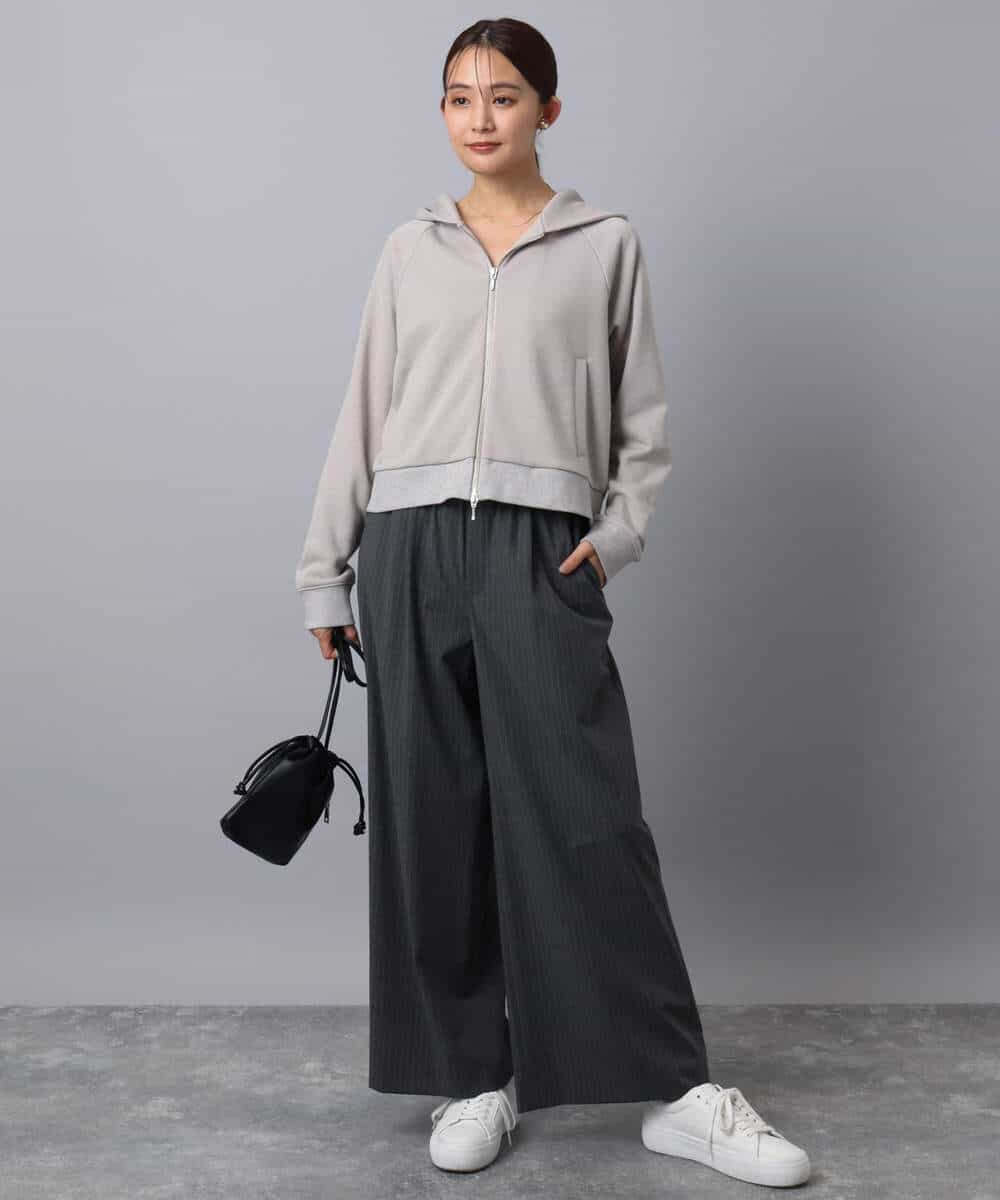 FKCAD32140 MK MICHEL KLEIN(MK ミッシェルクラン) ラメ裏毛スウェットダブルジップパーカー/洗える ベージュ