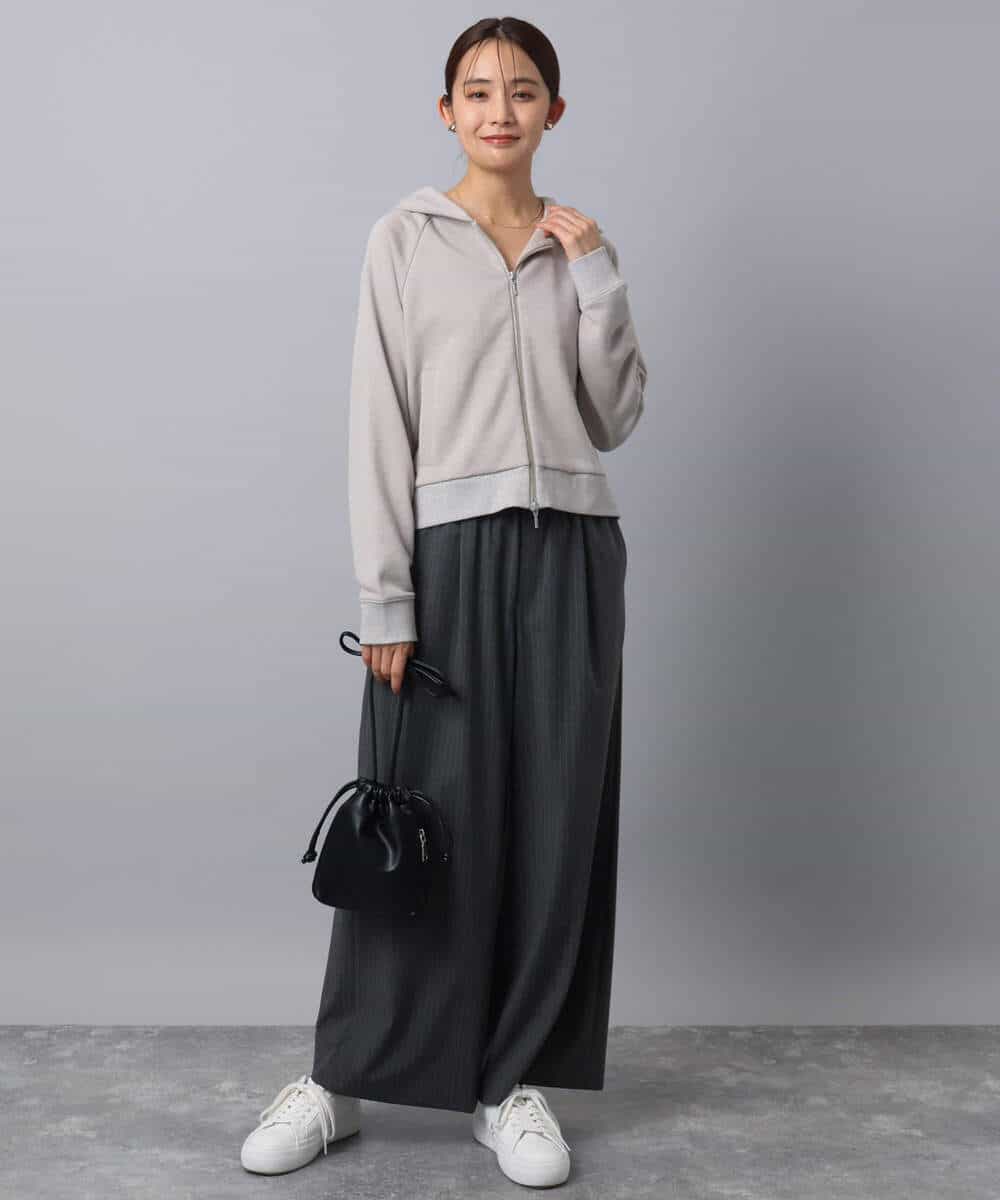 FKCAD32140 MK MICHEL KLEIN(MK ミッシェルクラン) ラメ裏毛スウェットダブルジップパーカー/洗える ベージュ
