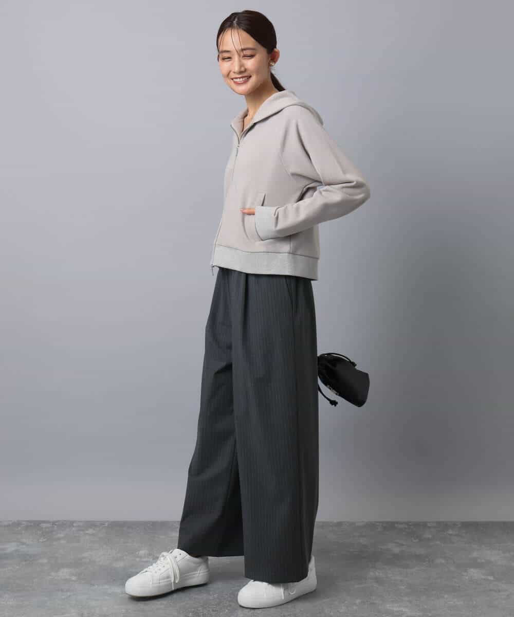 FKCAD32140 MK MICHEL KLEIN(MK ミッシェルクラン) ラメ裏毛スウェットダブルジップパーカー/洗える ベージュ