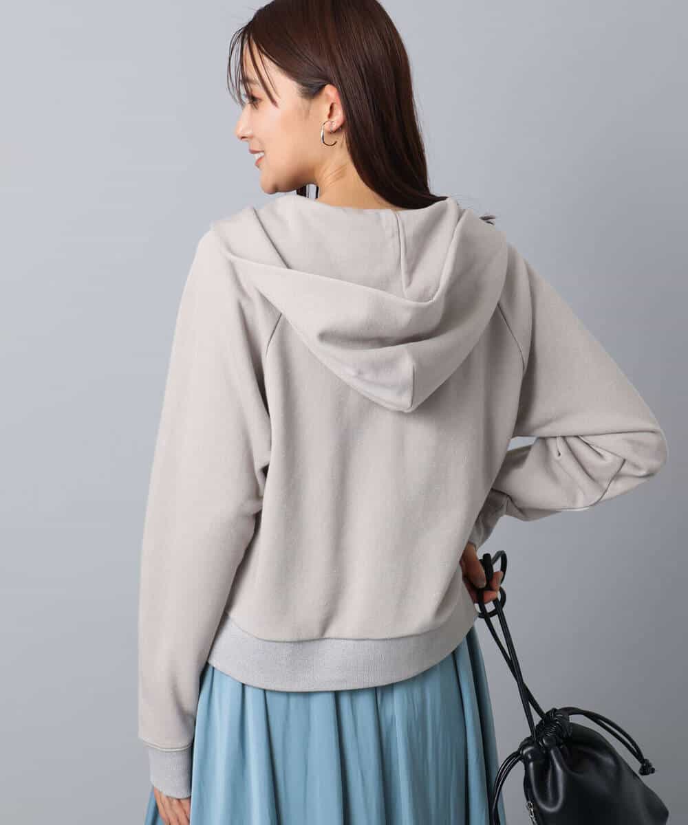 FKCAD32140 MK MICHEL KLEIN(MK ミッシェルクラン) ラメ裏毛スウェットダブルジップパーカー/洗える ベージュ