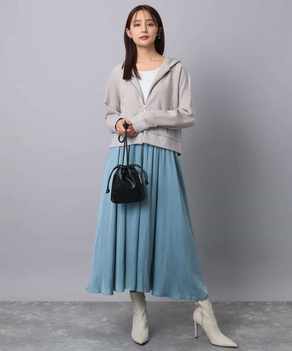 FKCAD32140 MK MICHEL KLEIN(MK ミッシェルクラン) ラメ裏毛スウェットダブルジップパーカー/洗える ベージュ