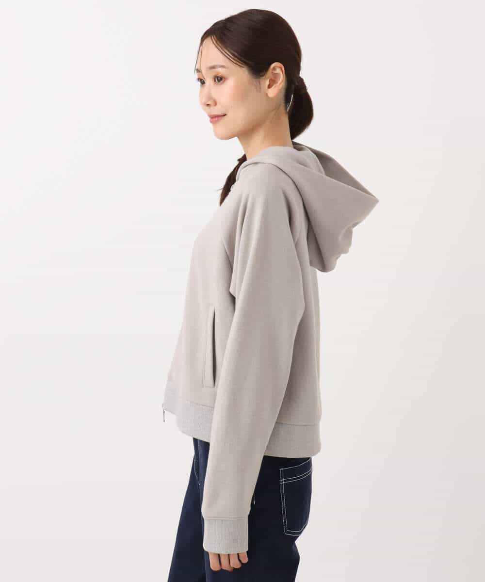 FKCAD32140 MK MICHEL KLEIN(MK ミッシェルクラン) ラメ裏毛スウェットダブルジップパーカー/洗える ベージュ