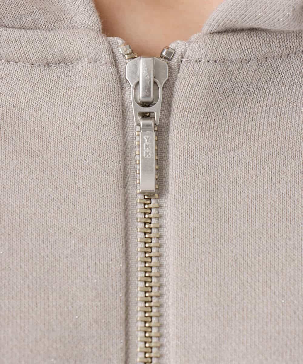 FKCAD32140 MK MICHEL KLEIN(MK ミッシェルクラン) ラメ裏毛スウェットダブルジップパーカー/洗える ベージュ
