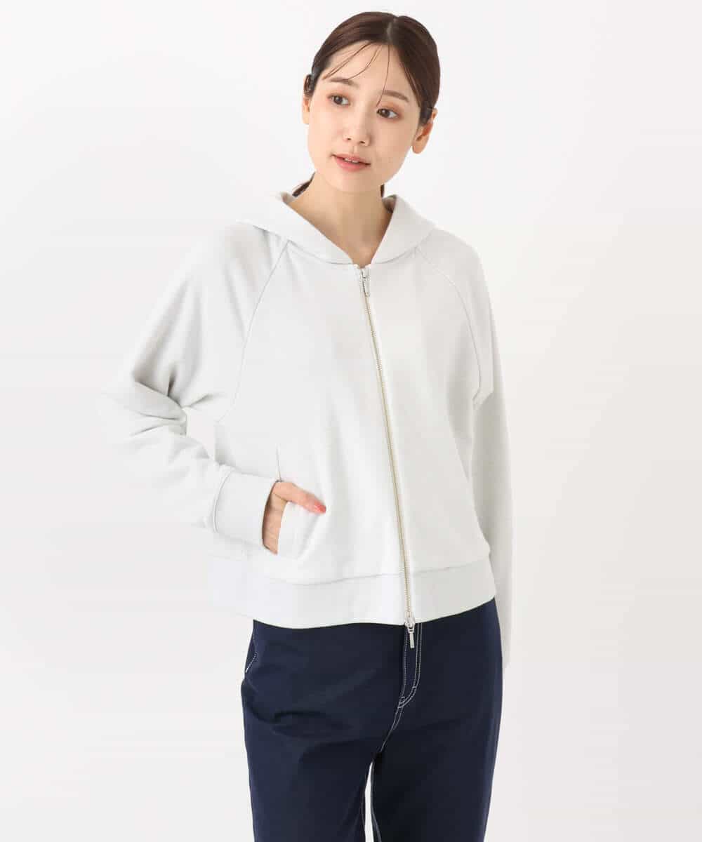 FKCAD32140 MK MICHEL KLEIN(MK ミッシェルクラン) ラメ裏毛スウェットダブルジップパーカー/洗える ベージュ