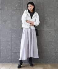 FKCAD32140 MK MICHEL KLEIN(MK ミッシェルクラン) ラメ裏毛スウェットダブルジップパーカー/洗える ベージュ