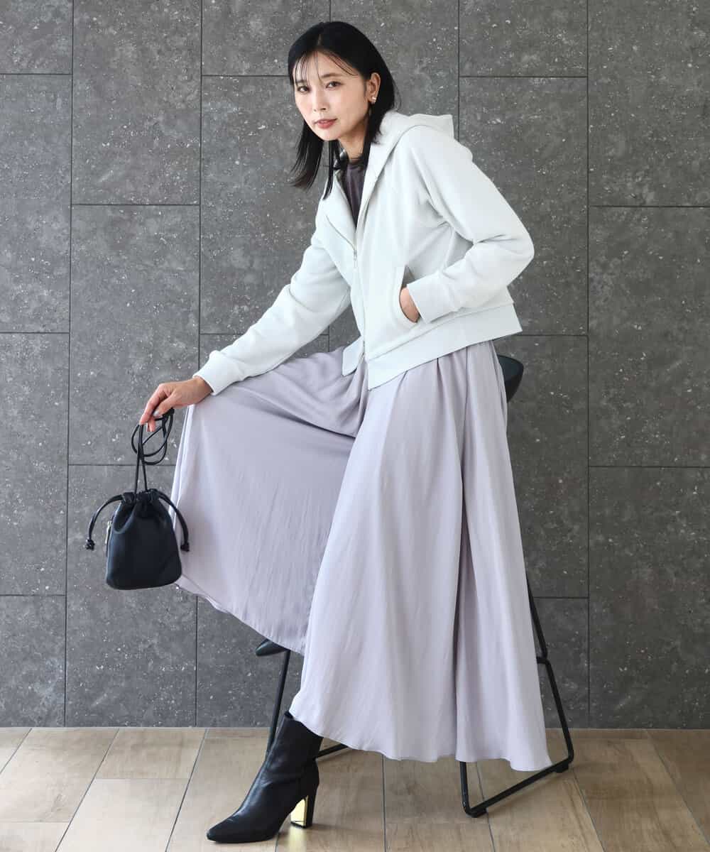 FKCAD32140 MK MICHEL KLEIN(MK ミッシェルクラン) ラメ裏毛スウェットダブルジップパーカー/洗える ベージュ