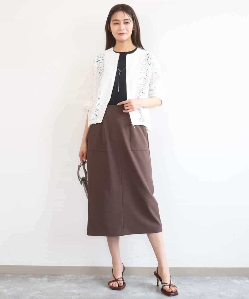 FKCGD40180 MK MICHEL KLEIN(MK ミッシェルクラン) 花柄ラッセルレースジップアップブルゾン/洗える ネイビー