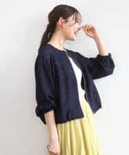 FKCGD40180 MK MICHEL KLEIN(MK ミッシェルクラン) 花柄ラッセルレースジップアップブルゾン/洗える ネイビー