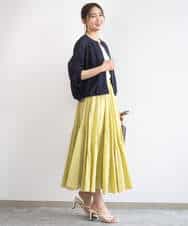 FKCGD40180 MK MICHEL KLEIN(MK ミッシェルクラン) 花柄ラッセルレースジップアップブルゾン/洗える ネイビー