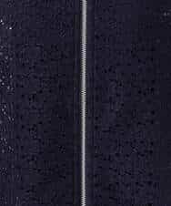 FKCGD40180 MK MICHEL KLEIN(MK ミッシェルクラン) 花柄ラッセルレースジップアップブルゾン/洗える ネイビー