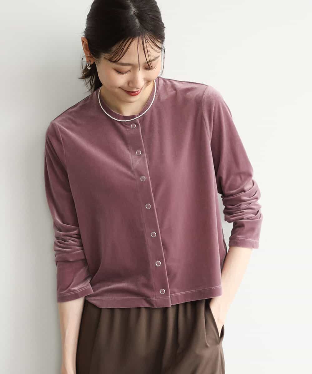FKCJD24140 MK MICHEL KLEIN(MK ミッシェルクラン) [洗える]シアーベロア カーディガン ピンク