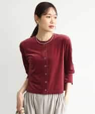 FKCJD24140 MK MICHEL KLEIN(MK ミッシェルクラン) [洗える]シアーベロア カーディガン レッド