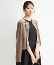 FKCJD24140 MK MICHEL KLEIN(MK ミッシェルクラン) [洗える]シアーベロア カーディガン モカベージュ