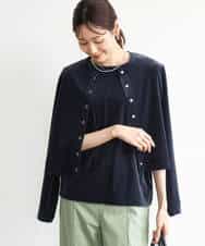 FKCJD24140 MK MICHEL KLEIN(MK ミッシェルクラン) [洗える]シアーベロア カーディガン モカベージュ