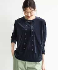 FKCJD24140 MK MICHEL KLEIN(MK ミッシェルクラン) [洗える]シアーベロア カーディガン モカベージュ