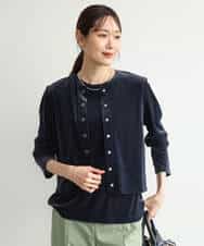 FKCJD24140 MK MICHEL KLEIN(MK ミッシェルクラン) [洗える]シアーベロア カーディガン モカベージュ