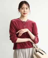 FKCJD24140 MK MICHEL KLEIN(MK ミッシェルクラン) [洗える]シアーベロア カーディガン モカベージュ